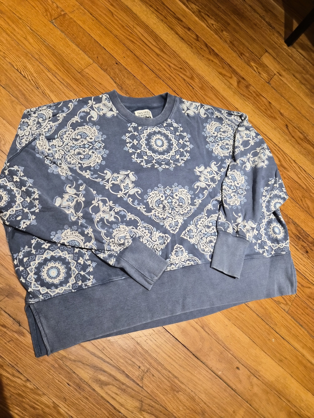 Women's Dusty Blue Printed Sweatshirt